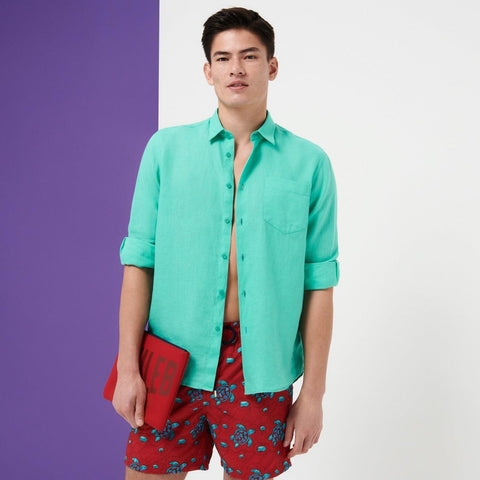 Camisa de lino Solida - Verde Aqua - tiendadicons.com